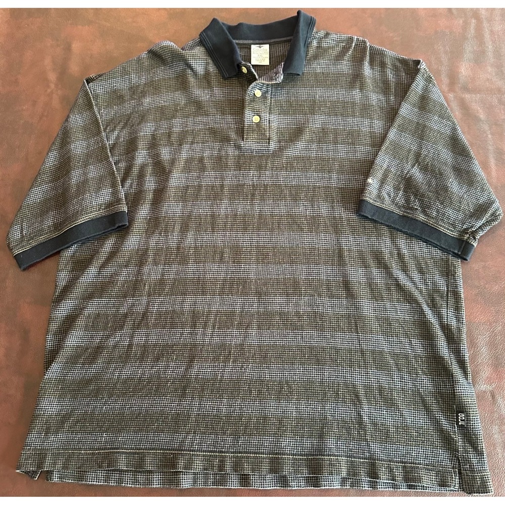 Columbia Mens XXL Polo Shirt Waffle Knit Micro Grid Cotton Short Sleeve Black